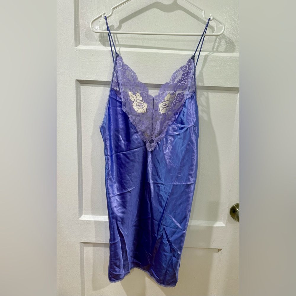 Vintage Purple Lace Satin Nightgown